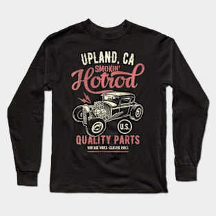 Upland California Retro Hotrod Car Distressed Long Sleeve T-Shirt